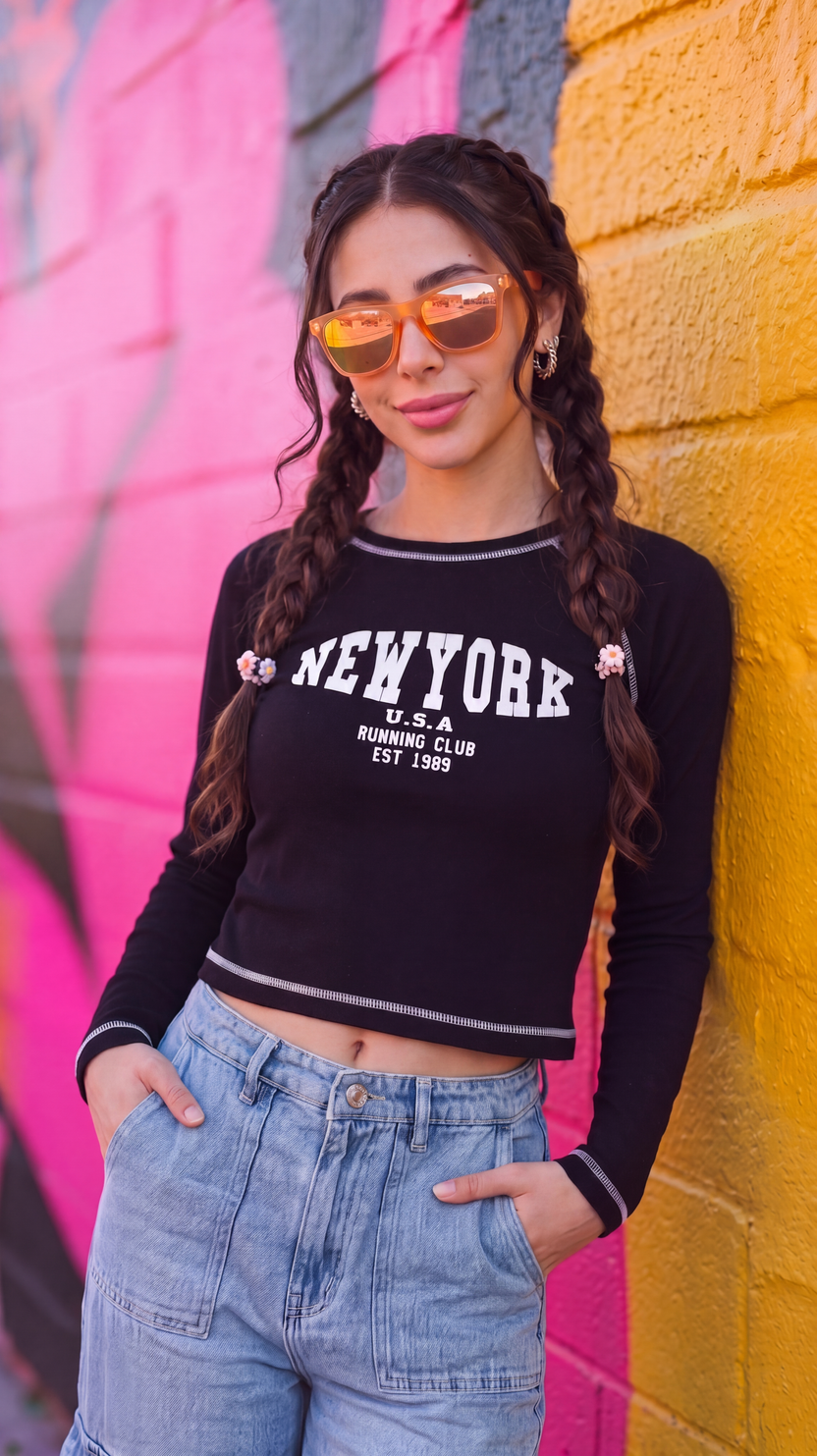 Black Raglan Sleeves Regular Fit T-Shirt For Women - Image 1
