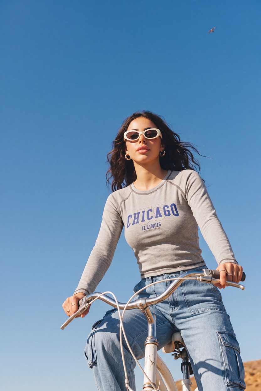 Grey Raglan Sleeves Regular Fit T-Shirt For Women - Image 1