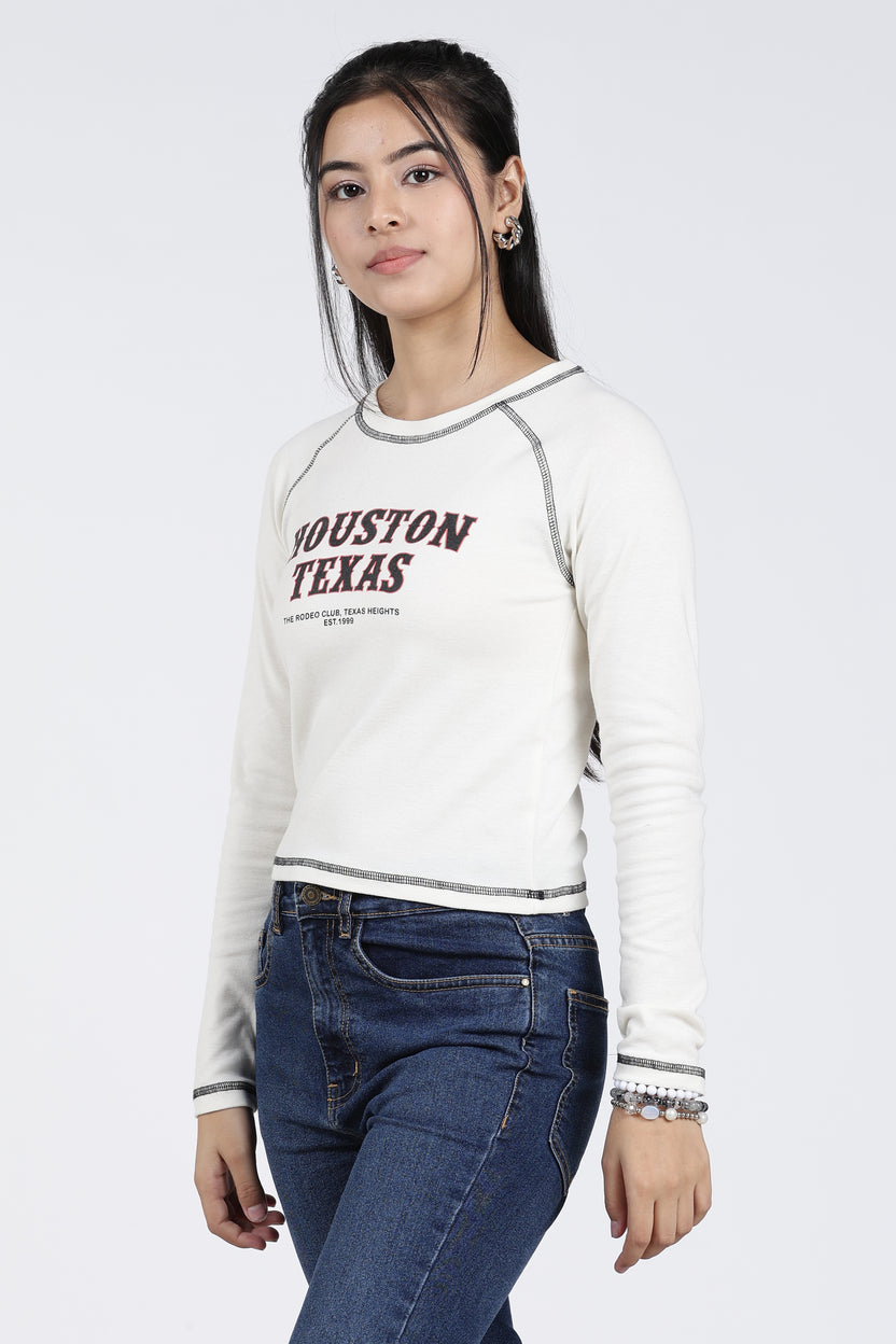 White Typographic Raglan Sleeves Regular Fit T-Shirt For Women - Image 4