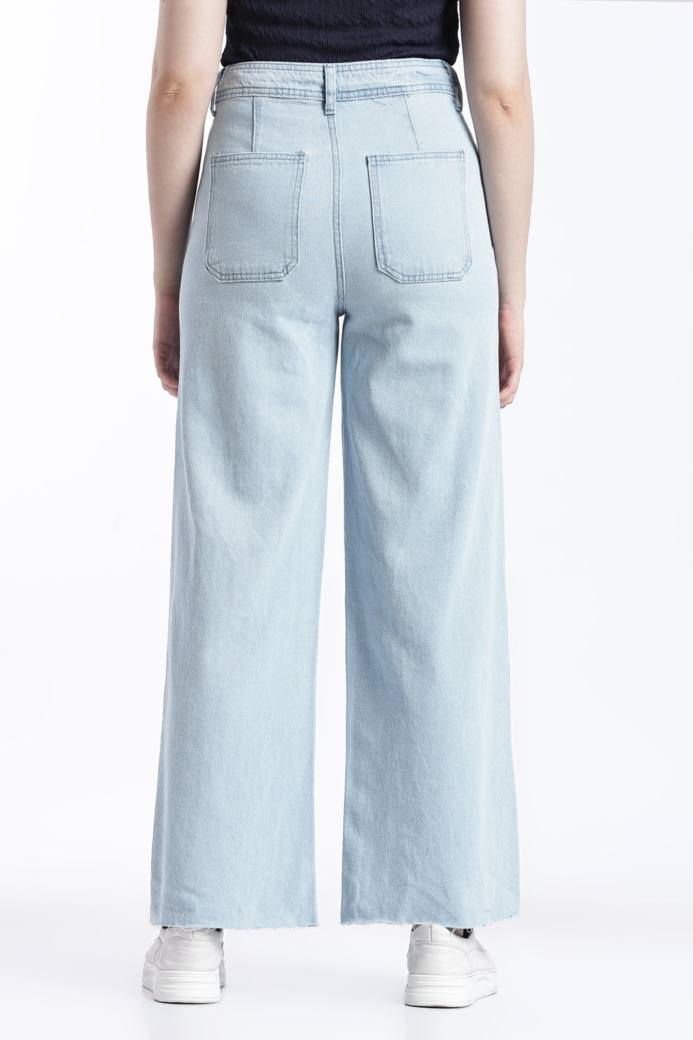 Light Blue Wide Leg Fit Jeans With 5 Pocket for Women - Image 5