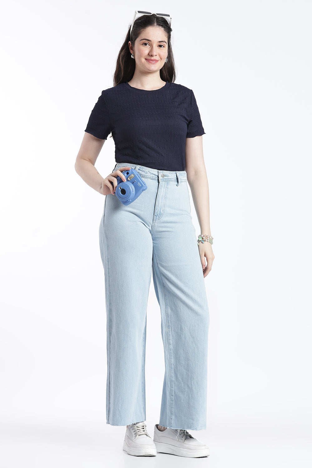 Light Blue Wide Leg Fit Jeans With 5 Pocket for Women - Image 6