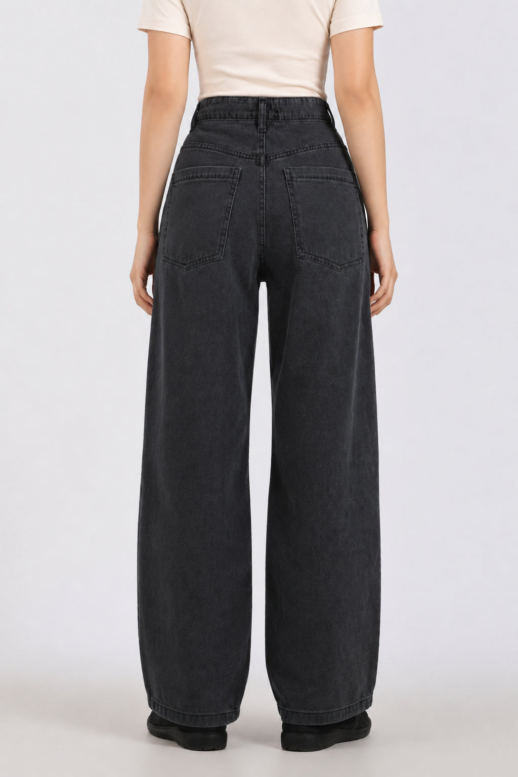 Charcoal Solid Regular Fit Jeans for Women - Image 5