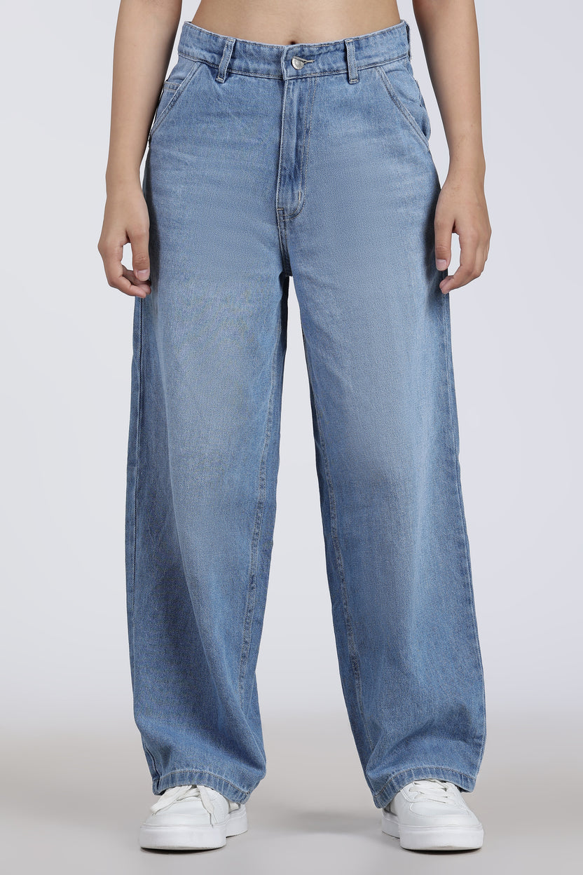 Light Blue 5 Pocketed Regular Fit Jeans for Women - Image 2