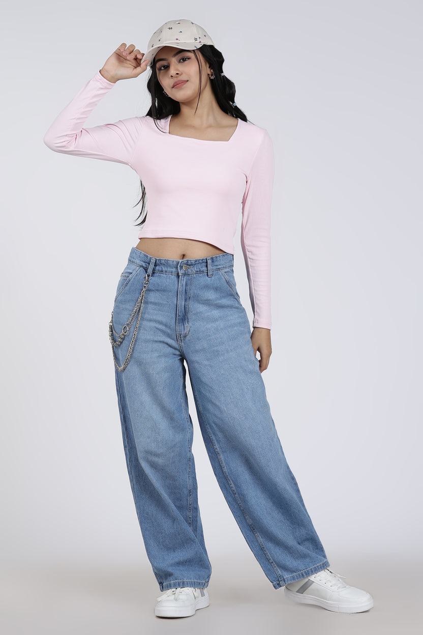 Light Blue 5 Pocketed Regular Fit Jeans for Women - Image 6