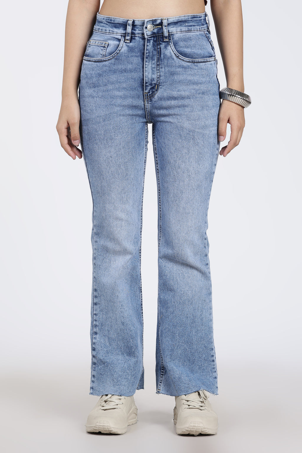 Light Blue 5 Pocketed Regular Fit Jeans for Women - Image 1