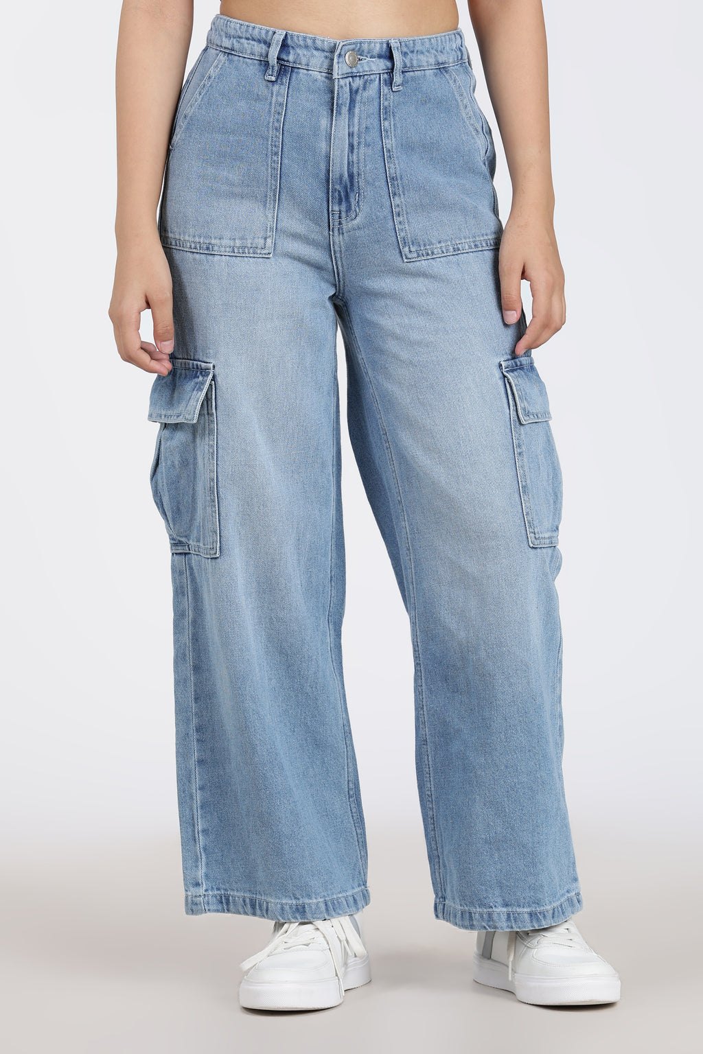 Light Blue 6 Pocketed Regular Fit Jeans for Women - Image 1