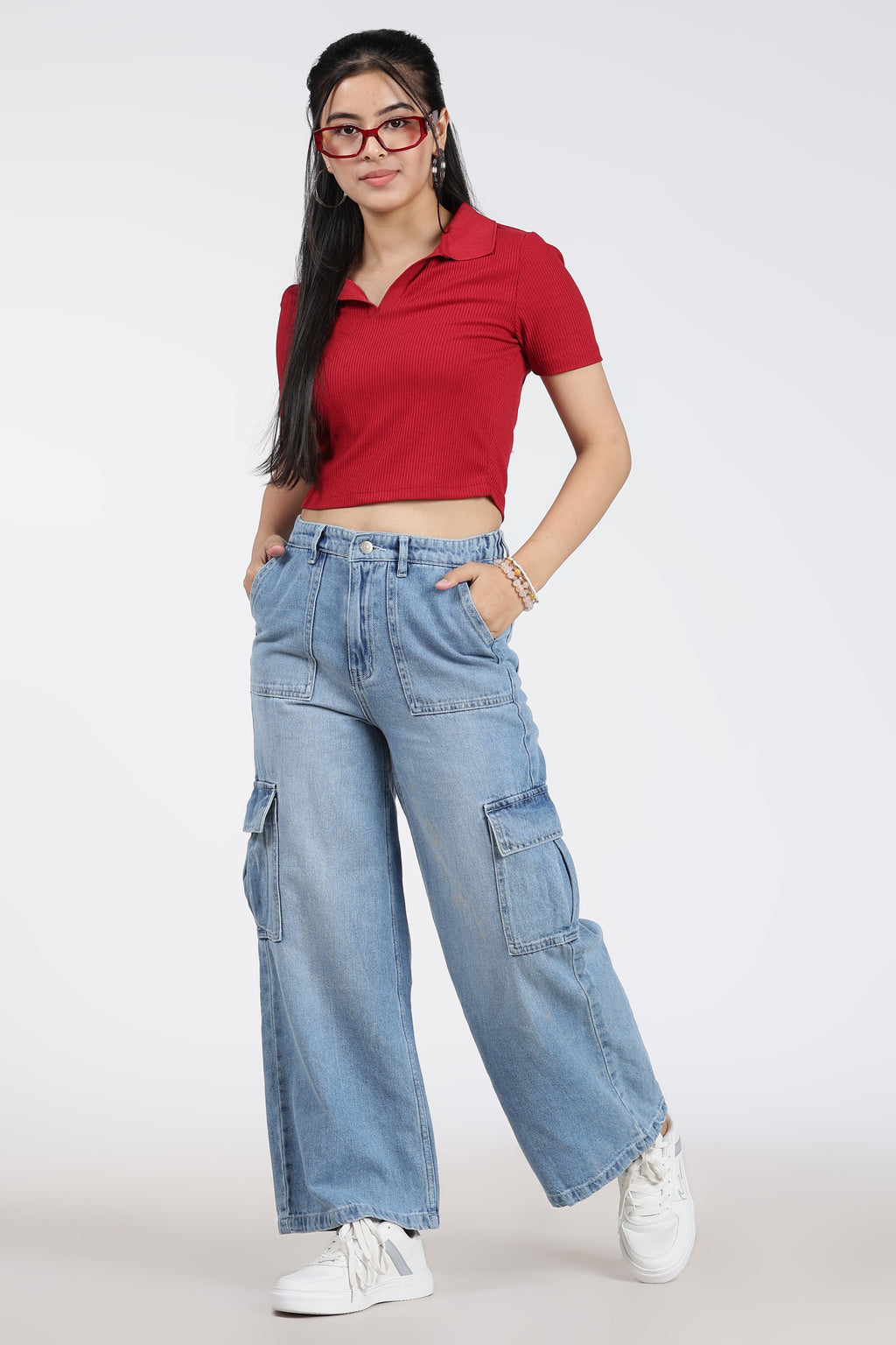 Light Blue 6 Pocketed Regular Fit Jeans for Women - Image 5