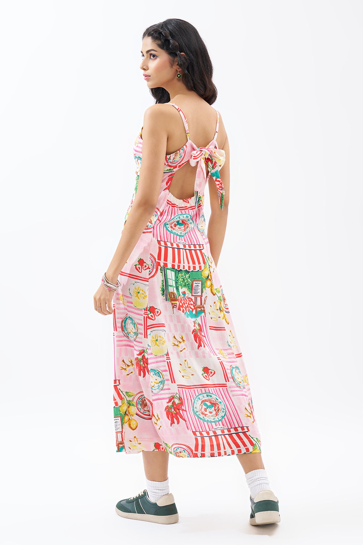Multicoloured Sleeveless Tropical Print Dress for Women - Image 5