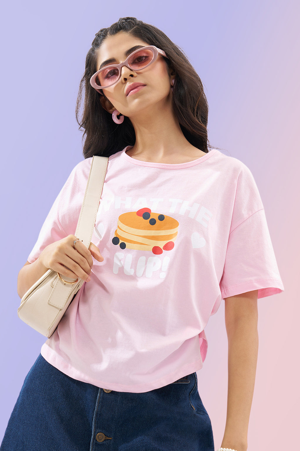Pink Pancake Graphic T-Shirt for Women - Image 1