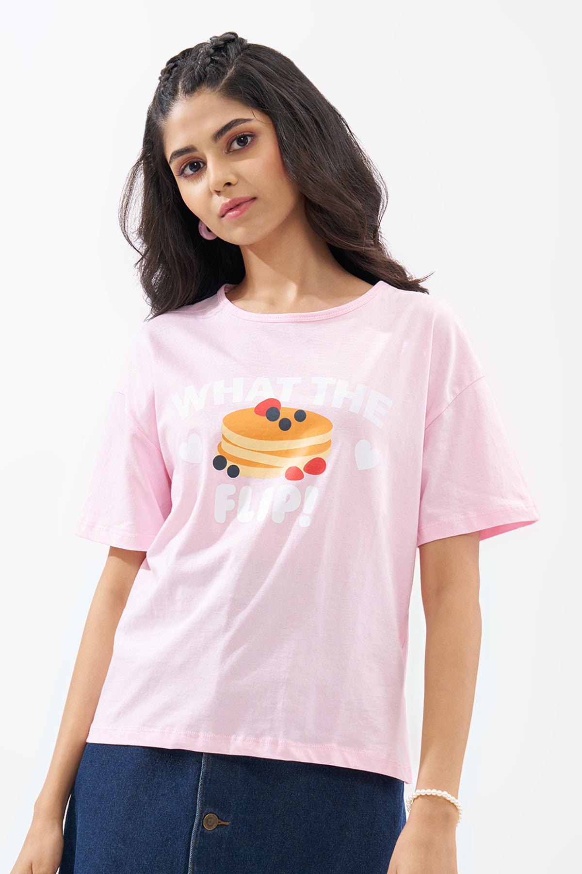 Pink Pancake Graphic T-Shirt for Women - Image 2
