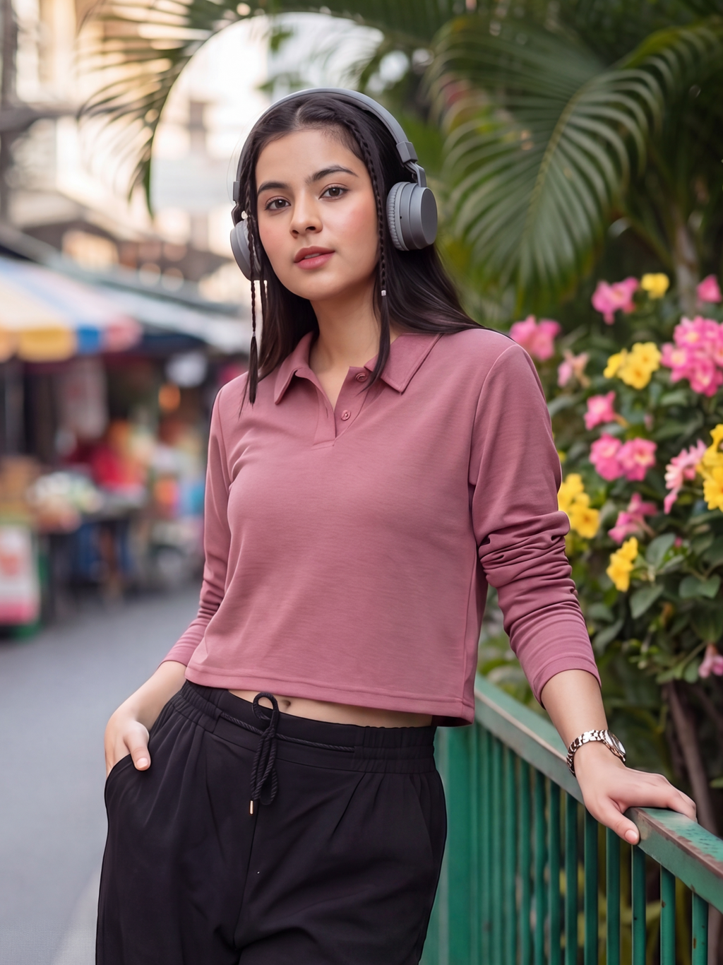 Mauve Essential Wear Regular Fit Polo Top for Women - Image 1