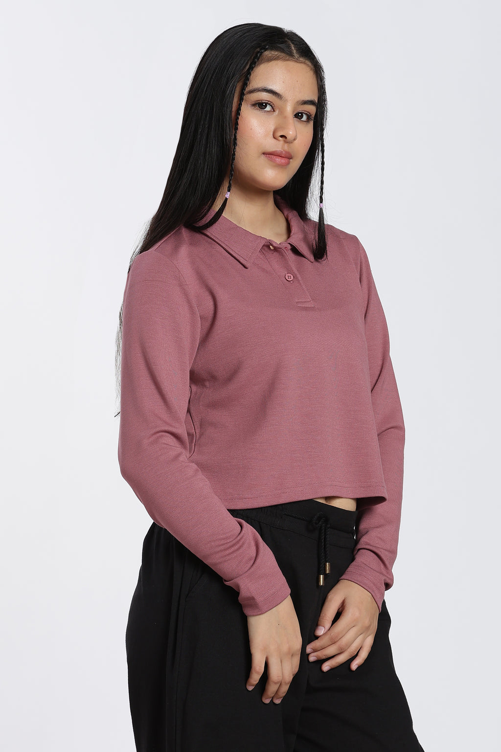 Mauve Essential Wear Regular Fit Polo Top for Women - Image 4