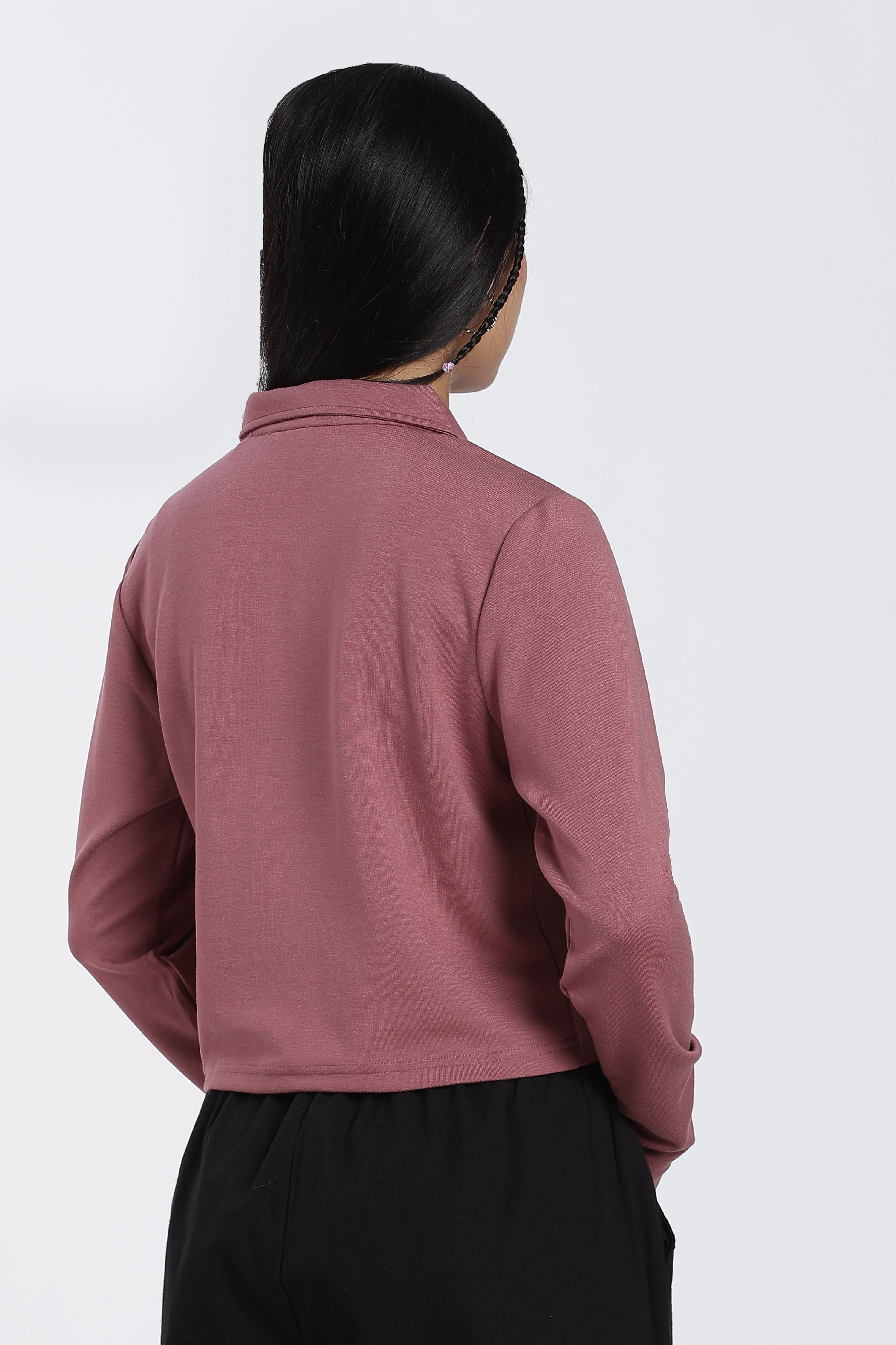 Mauve Essential Wear Regular Fit Polo Top for Women - Image 5