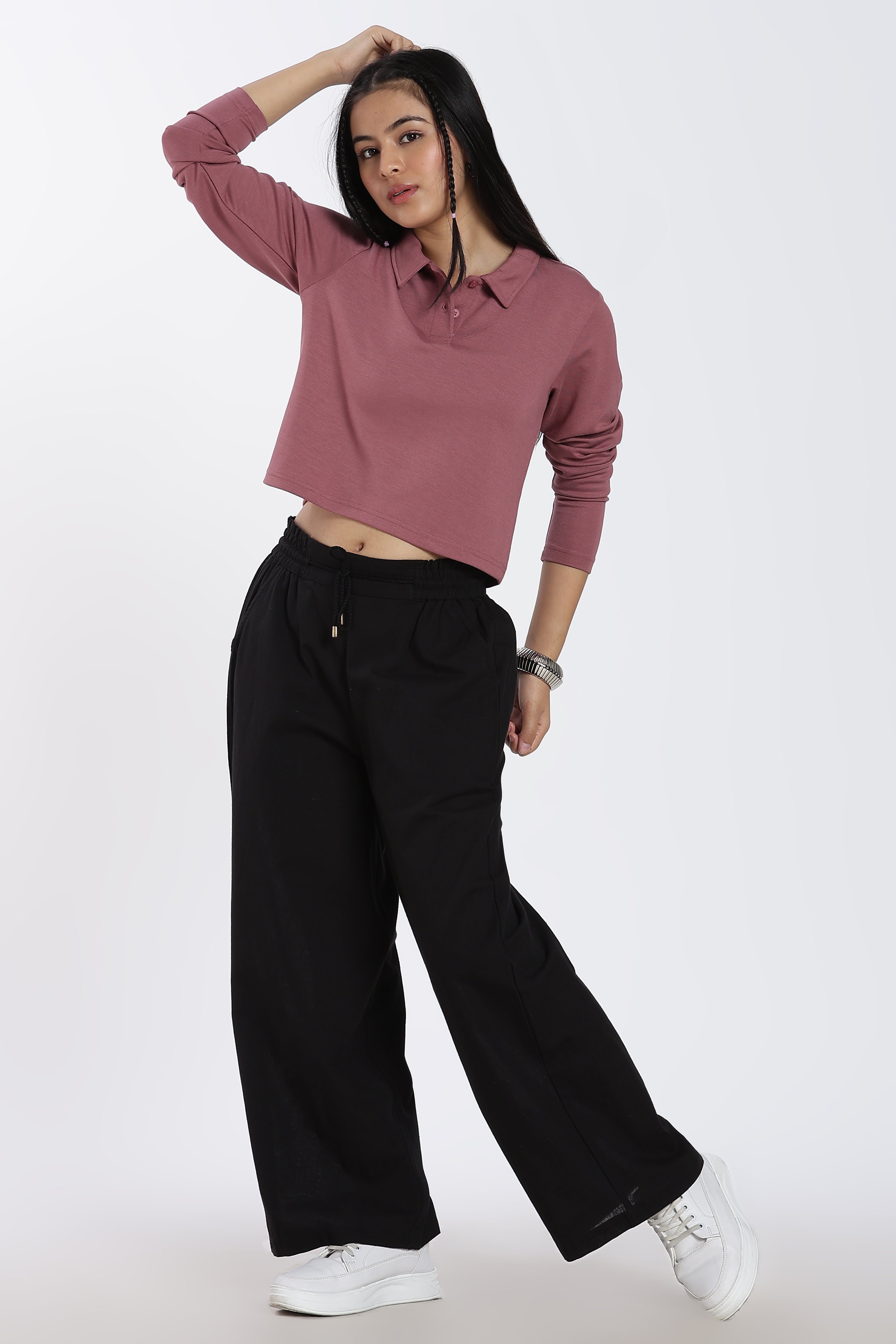 Mauve Essential Wear Regular Fit Polo Top for Women - Image 6