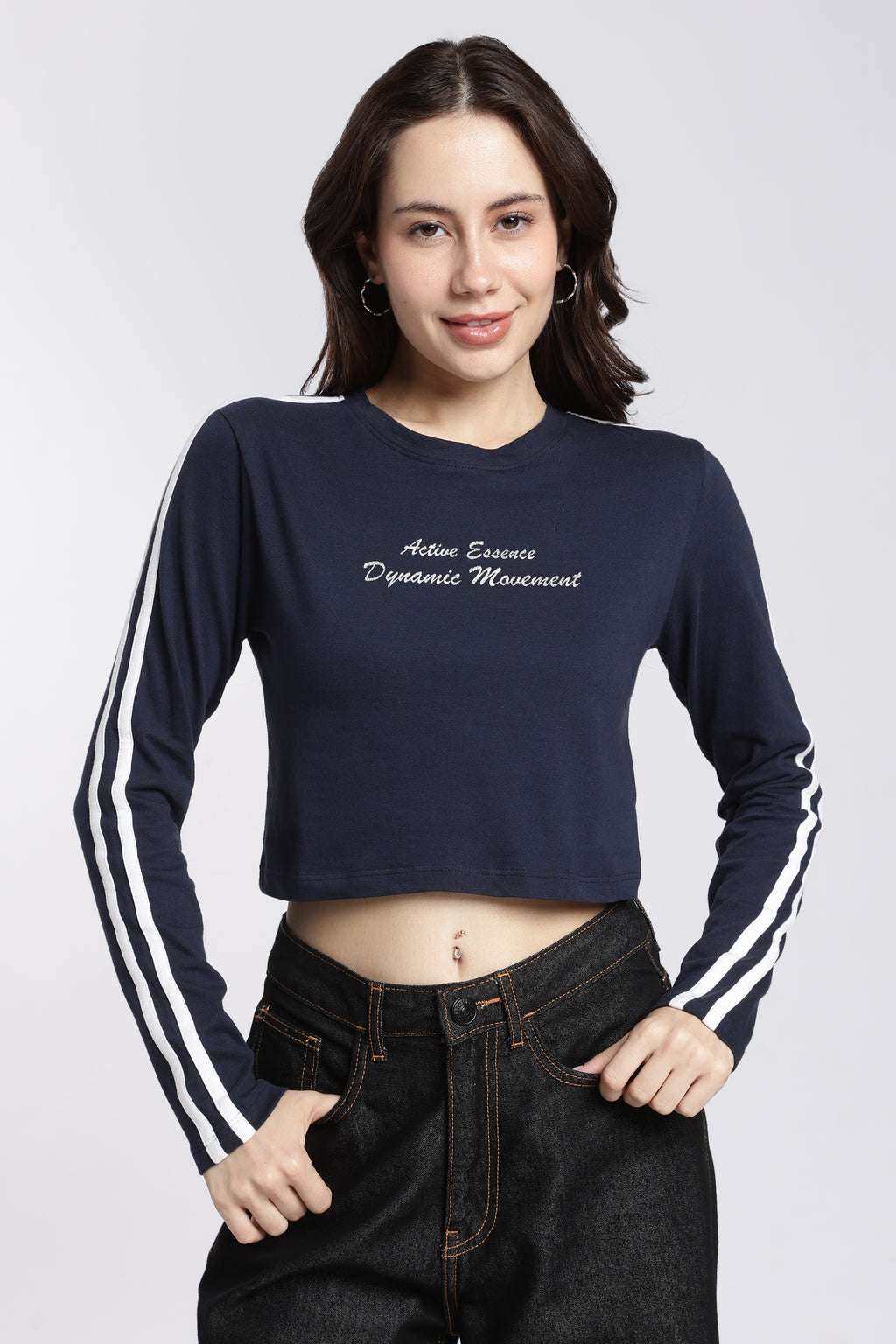 Navy Typographic Regular Fit T-Shirt for Women - Image 2