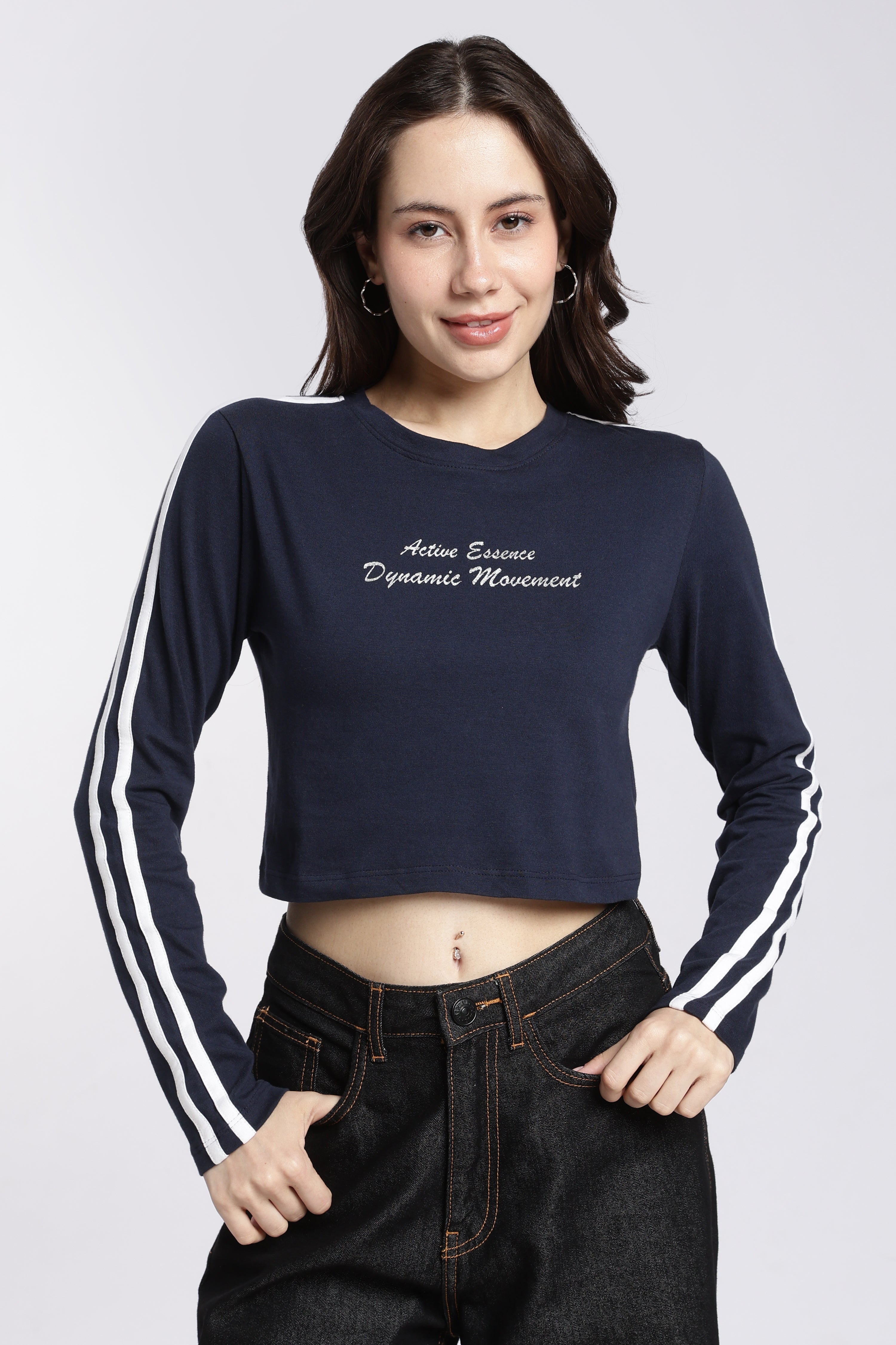 Navy Typographic Regular Fit T-Shirt for Women - Image 2