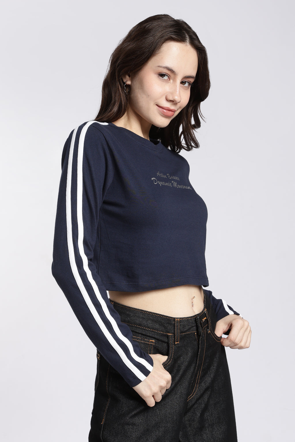 Navy Typographic Regular Fit T-Shirt for Women - Image 4