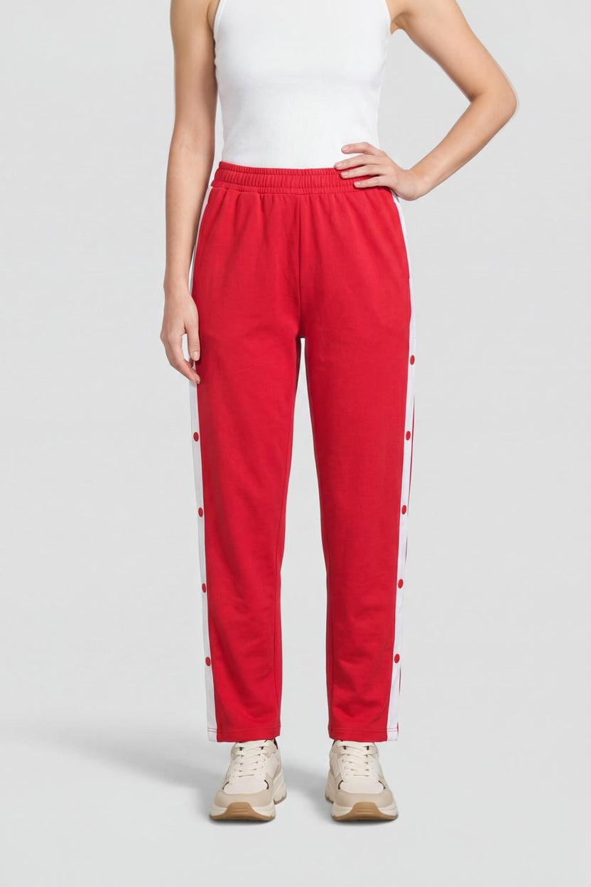 Red Side Stripe Design Regular Fit Pant For Women - Image 2