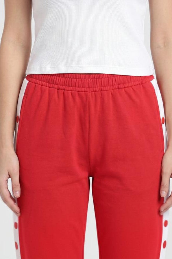 Red Side Stripe Design Regular Fit Pant For Women - Image 7