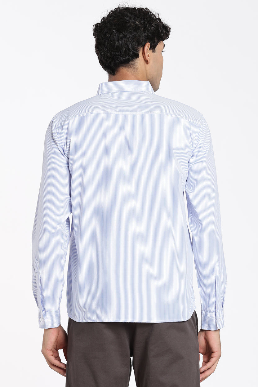 Blue Cotton Blend Regular Fit Shirt For Men - Image 5