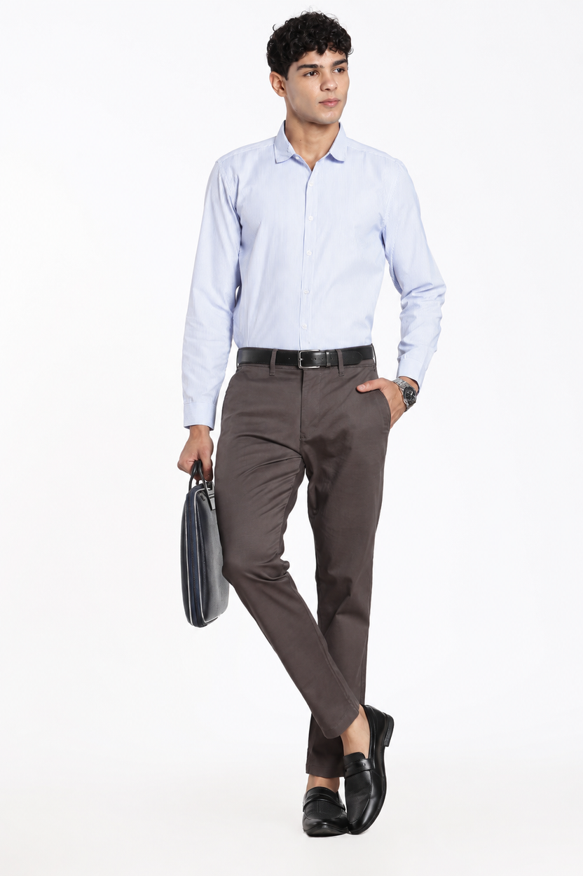 Blue Cotton Blend Regular Fit Shirt For Men - Image 6