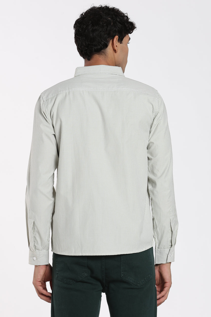 Light Green Cotton Blend Regular Fit Shirt For Men - Image 5