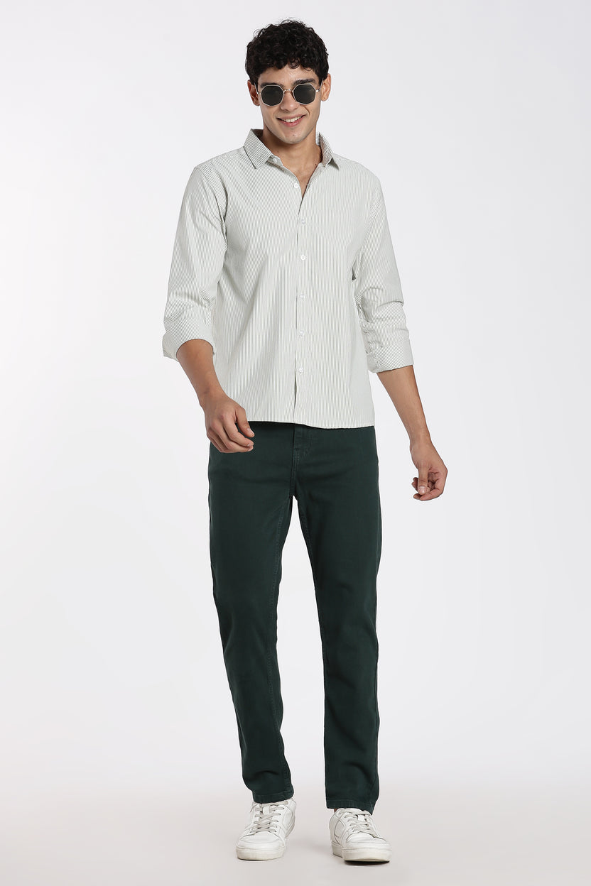 Light Green Cotton Blend Regular Fit Shirt For Men - Image 6