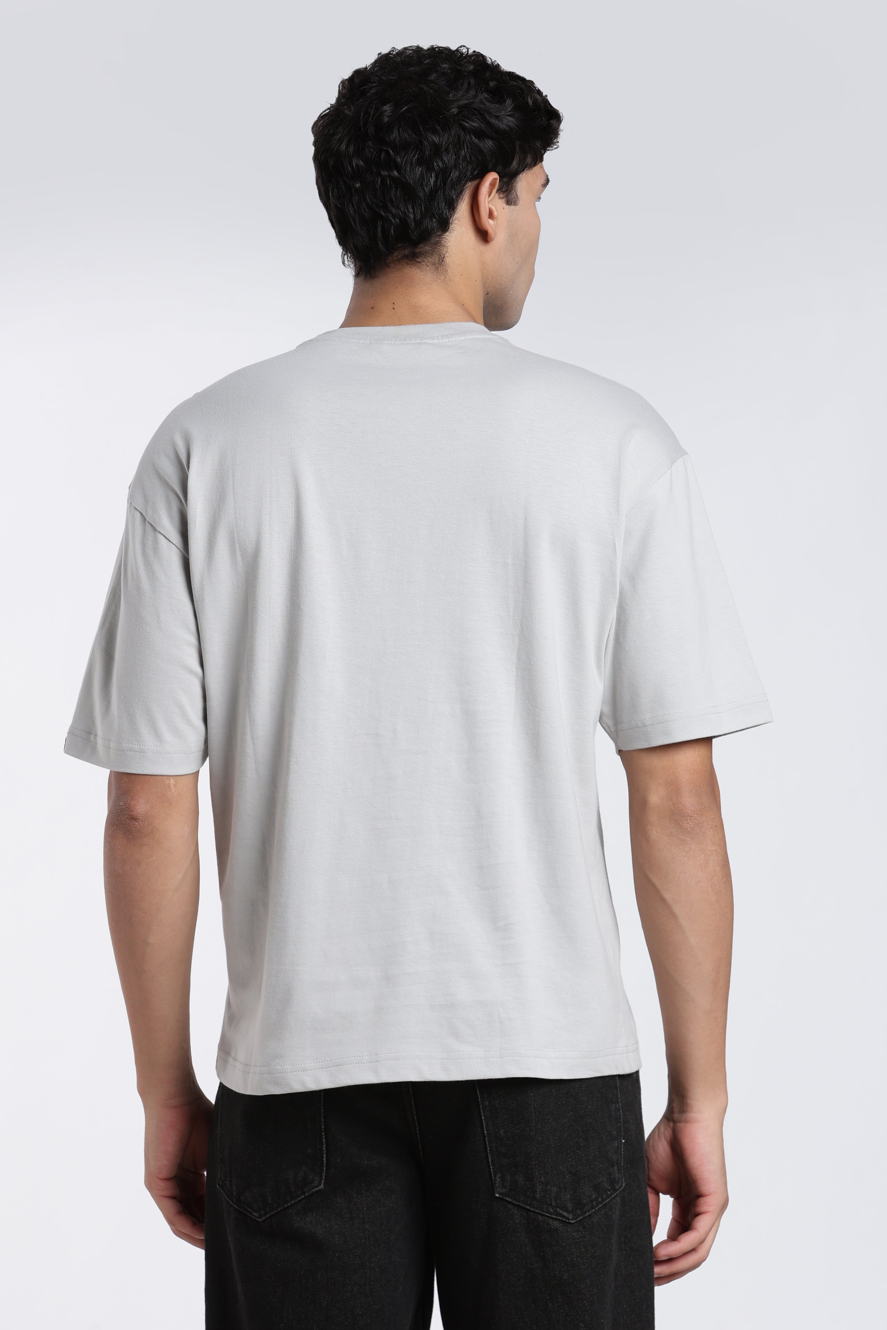 Grey Typographic Printed Regular Fit T-Shirt for Men - Image 5