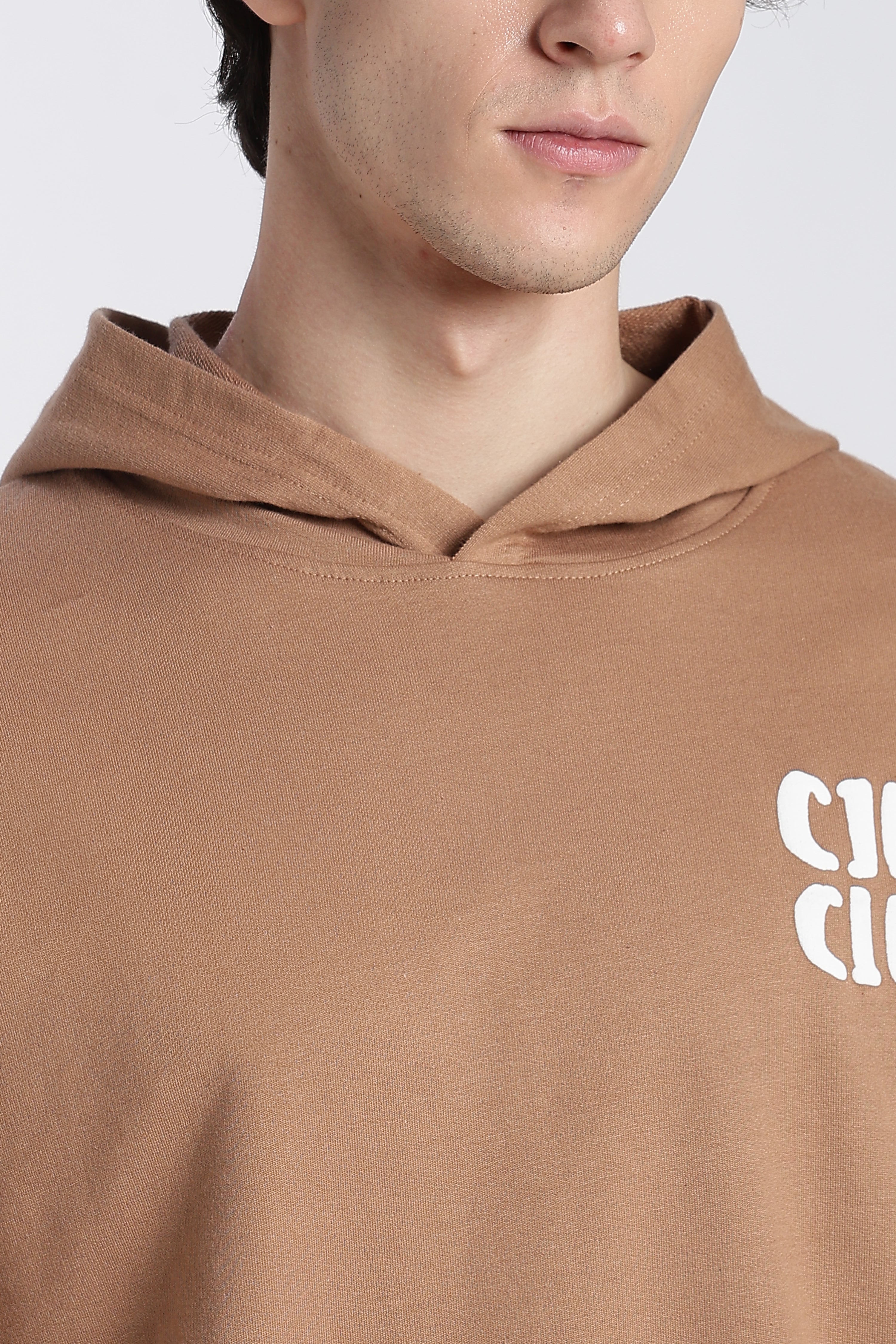 Brown Drop Shoulder Sleeves Relaxed Fit Sweatshirt for Men - Image 3