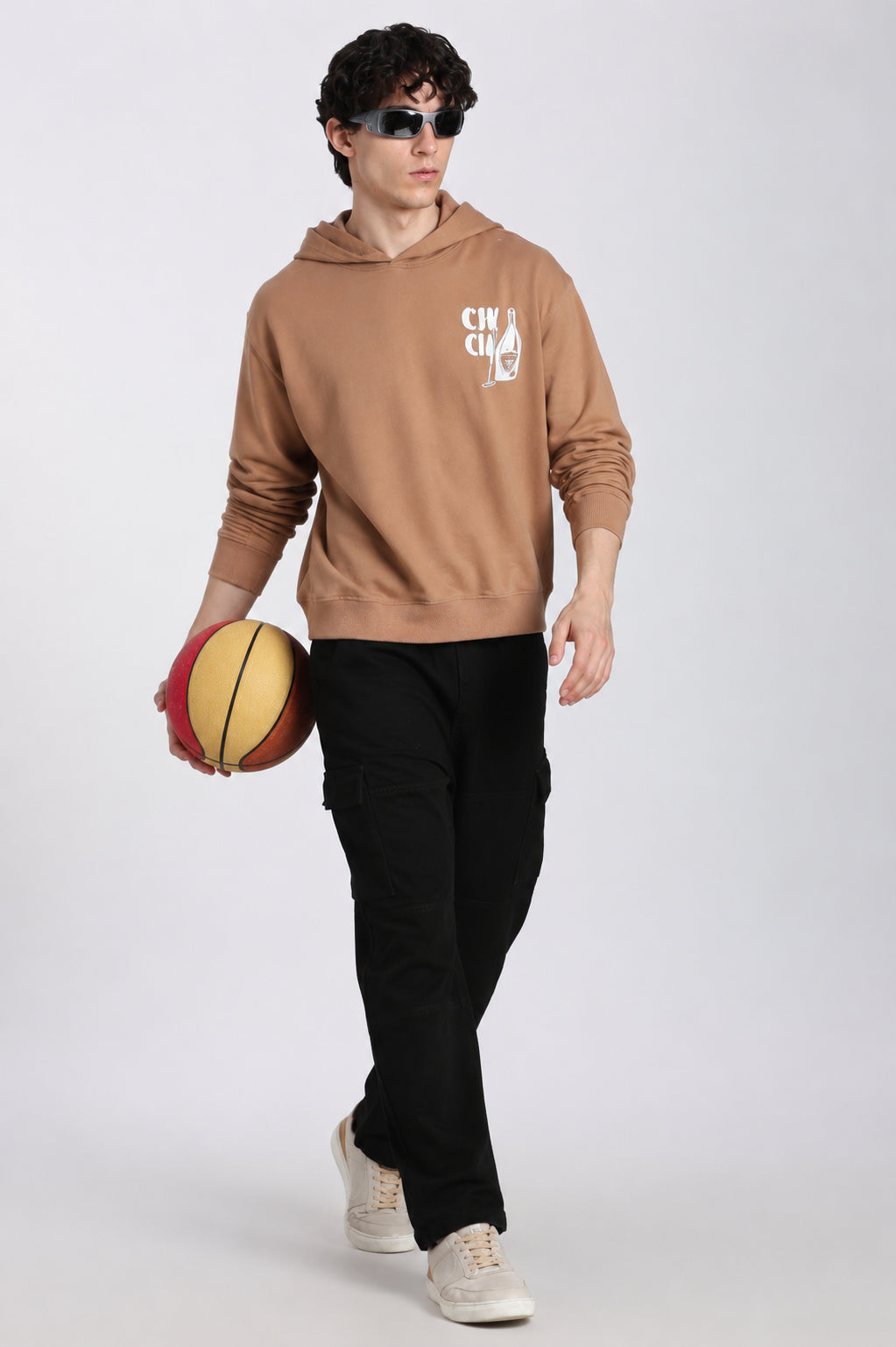 Brown Drop Shoulder Sleeves Relaxed Fit Sweatshirt for Men - Image 6