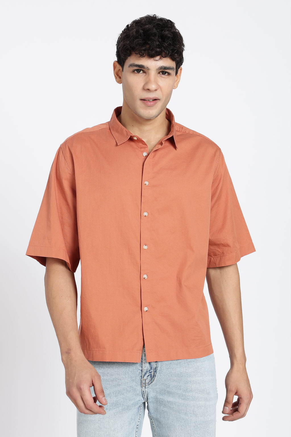 Rust Graphic Printed Oversized Fit Shirt for Men - Image 2