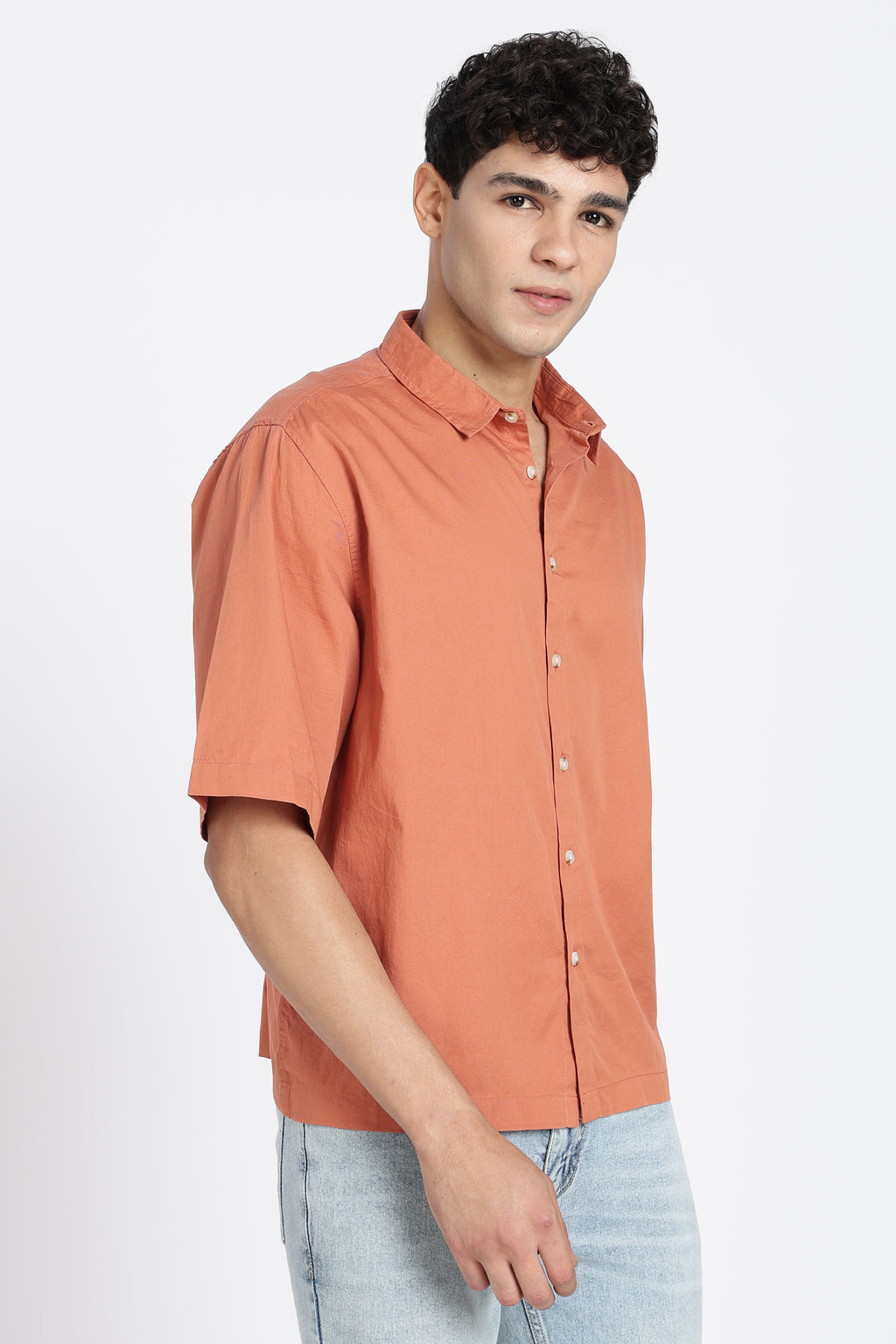Rust Graphic Printed Oversized Fit Shirt for Men - Image 4
