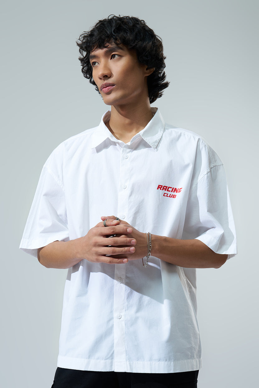 White Car Graphic Printed Shirt For Men - Image 2