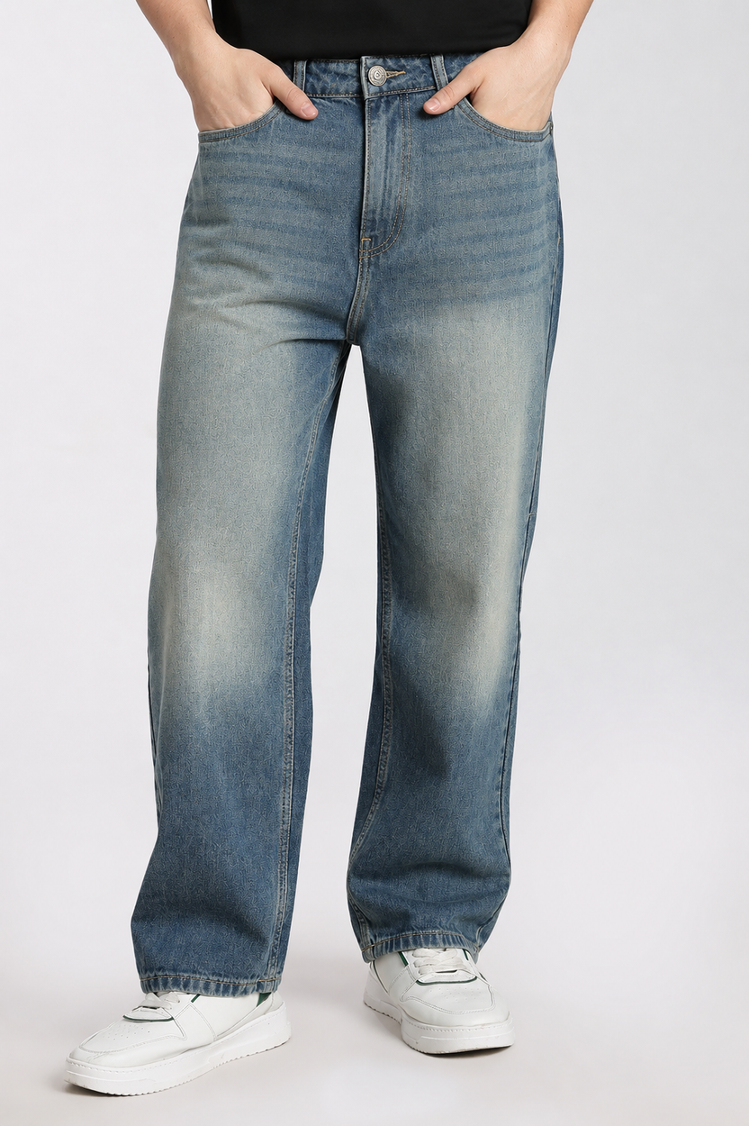 Blue 5 Pocketed Boxy Fit Jeans for Men - Image 2