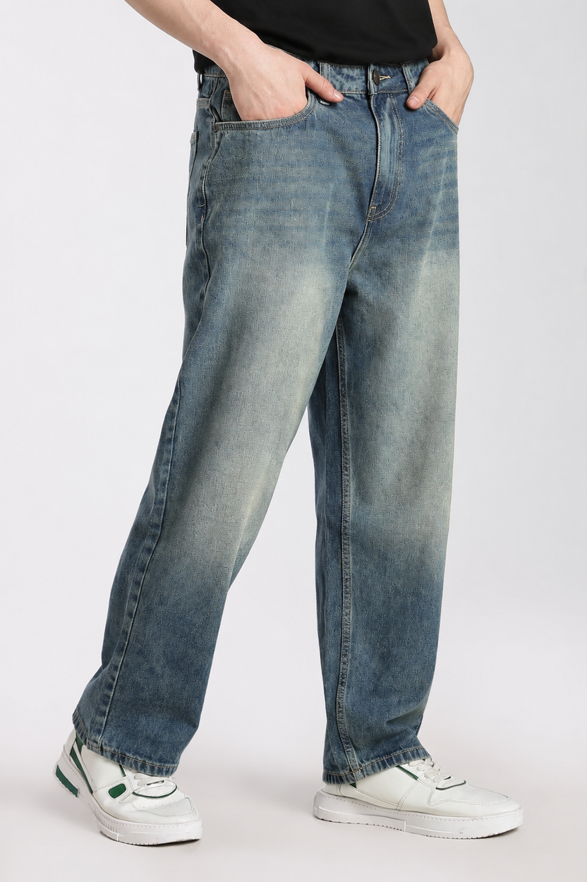 Blue 5 Pocketed Boxy Fit Jeans for Men - Image 4