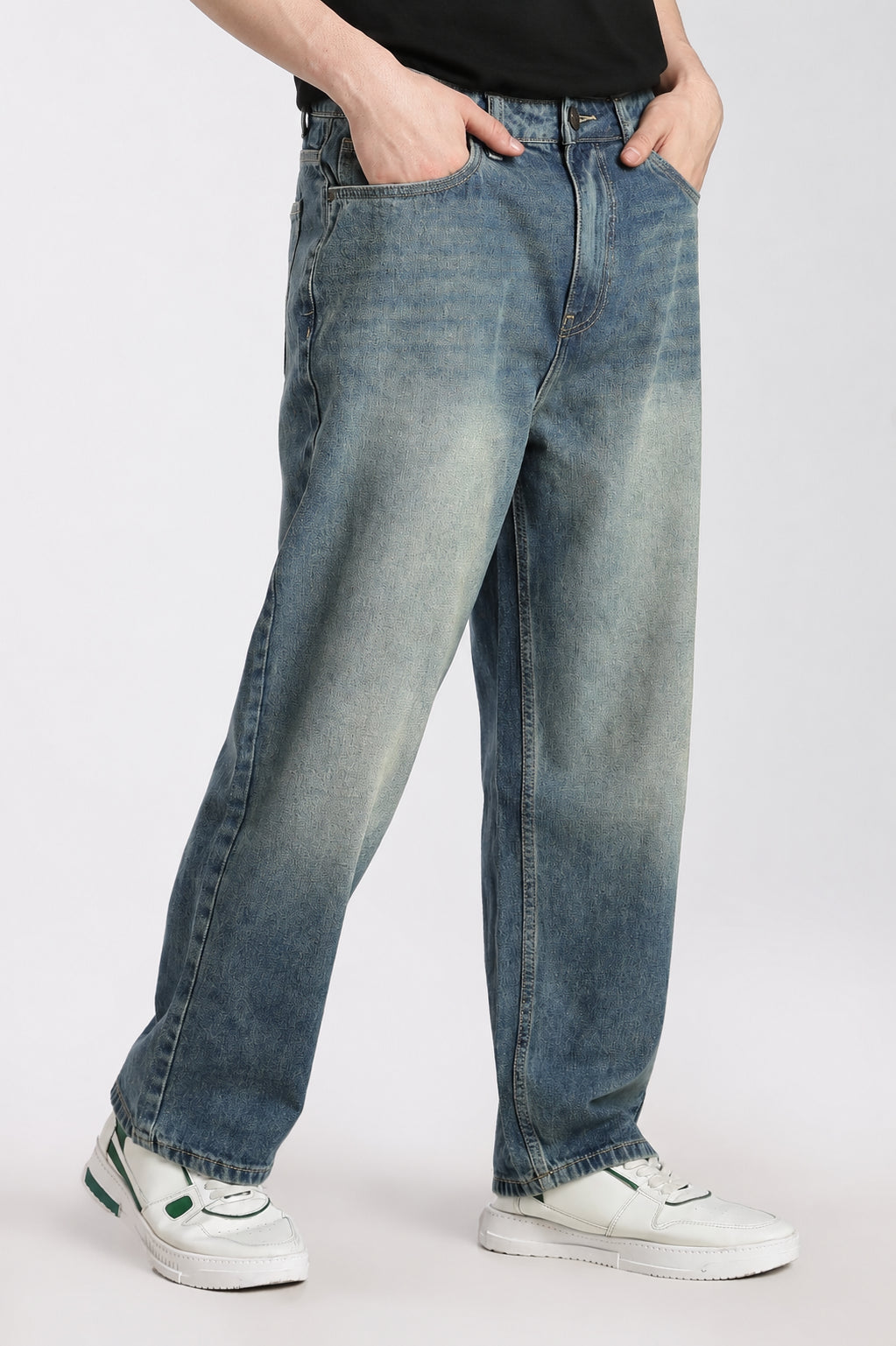 Blue 5 Pocketed Boxy Fit Jeans for Men - Image 4