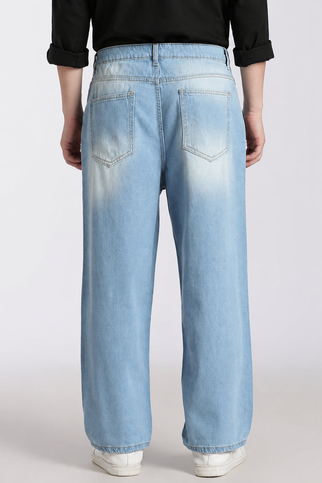 Light Blue 5 Pocketed Boxy Fit Jeans for Men - Image 5