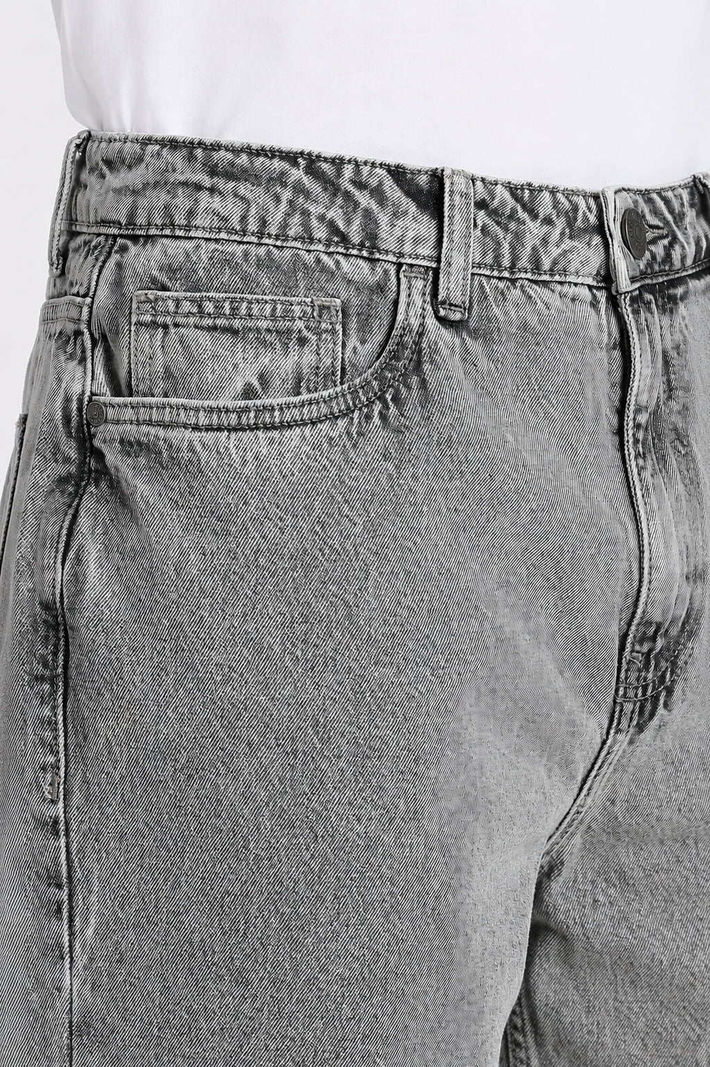 Light Grey 5 Pocketed Boxy Fit Jeans for Men - Image 3