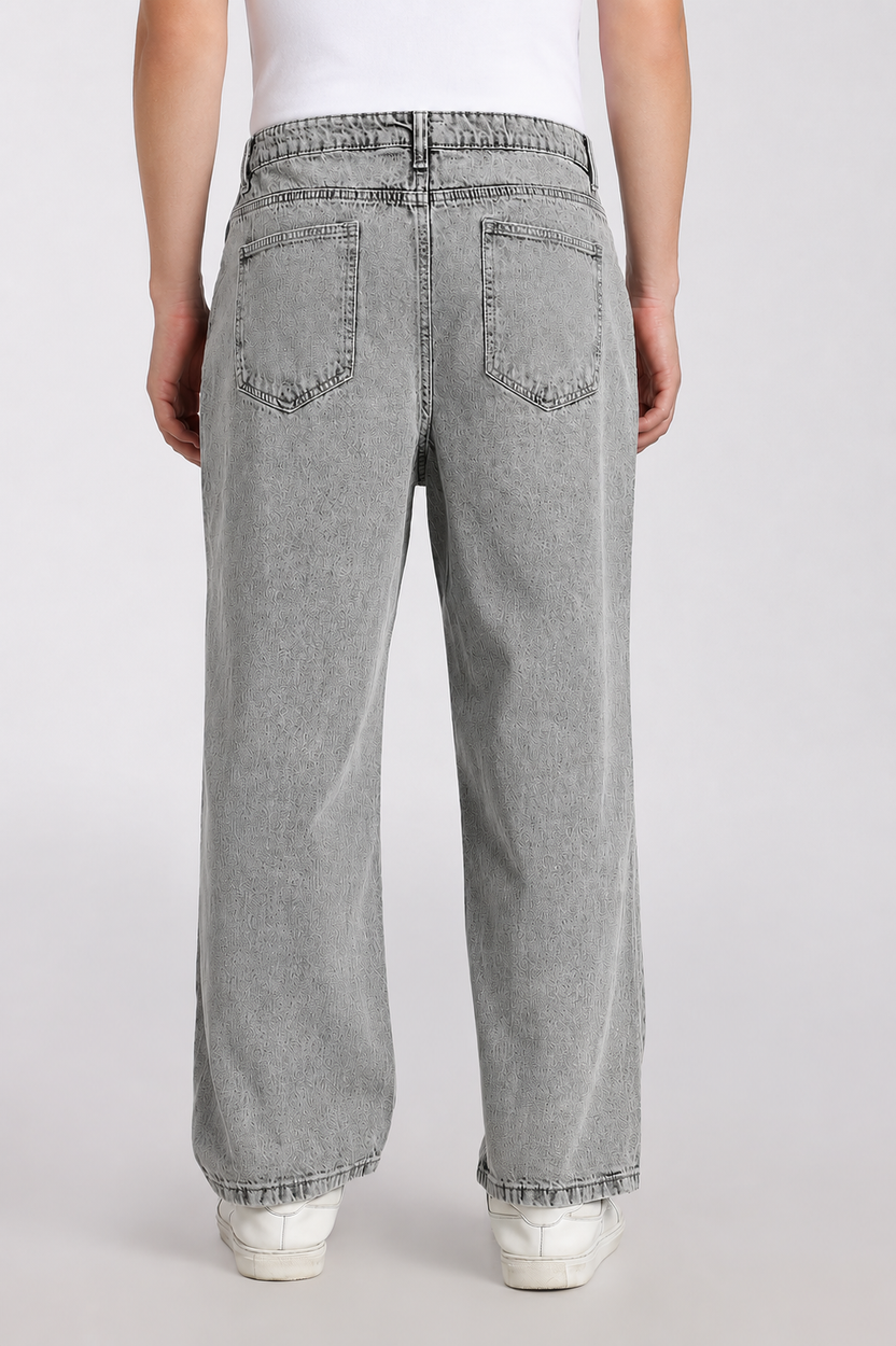 Light Grey 5 Pocketed Boxy Fit Jeans for Men - Image 5