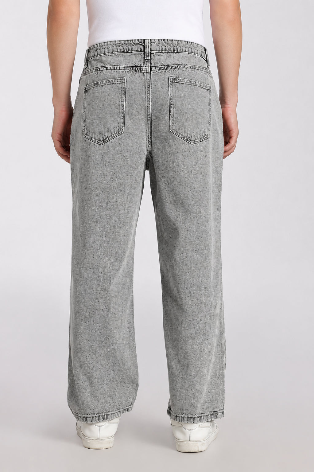Light Grey 5 Pocketed Boxy Fit Jeans for Men - Image 5