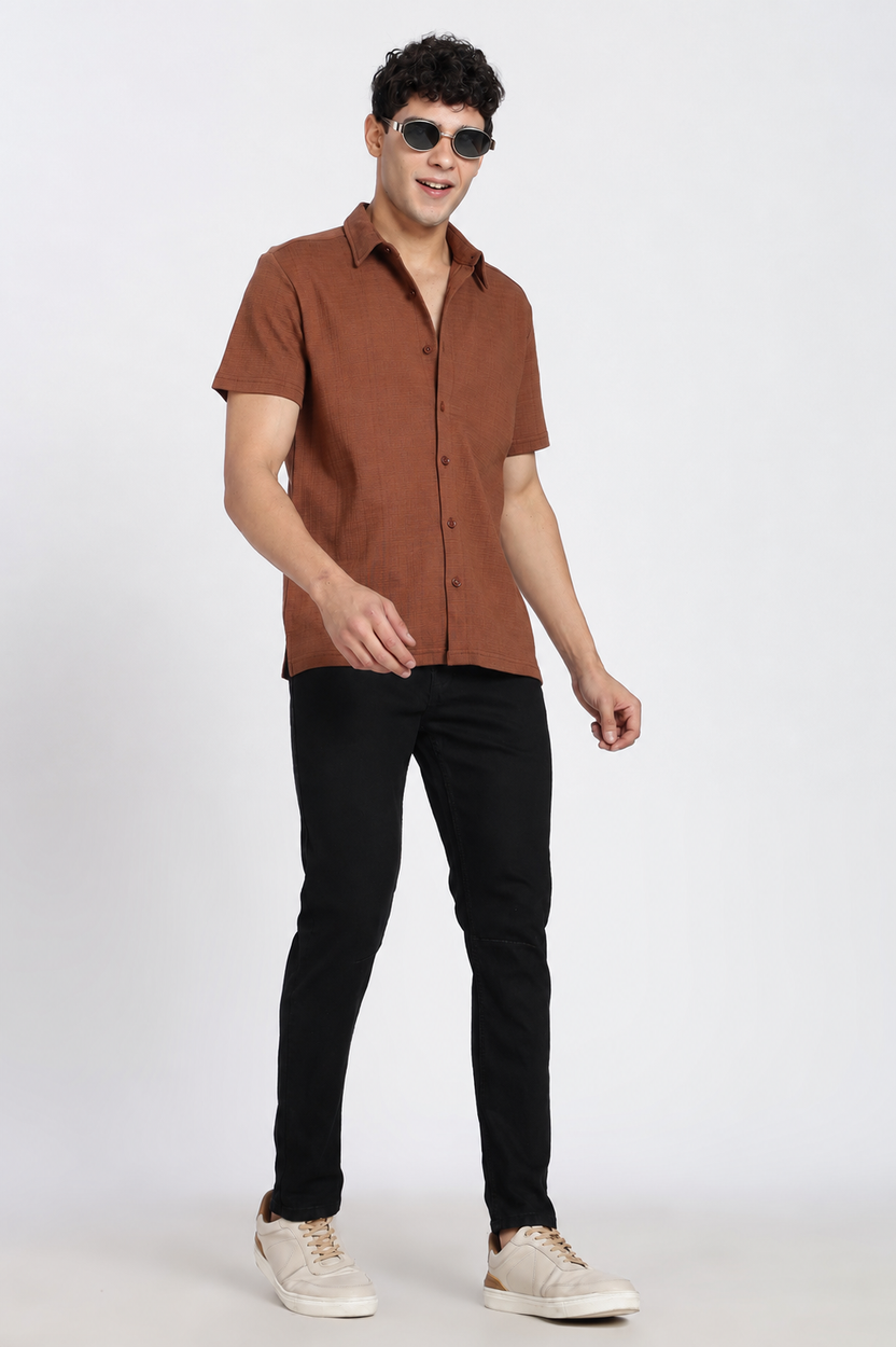 Black Solid Carrot Fit Jeans For Men - Image 6