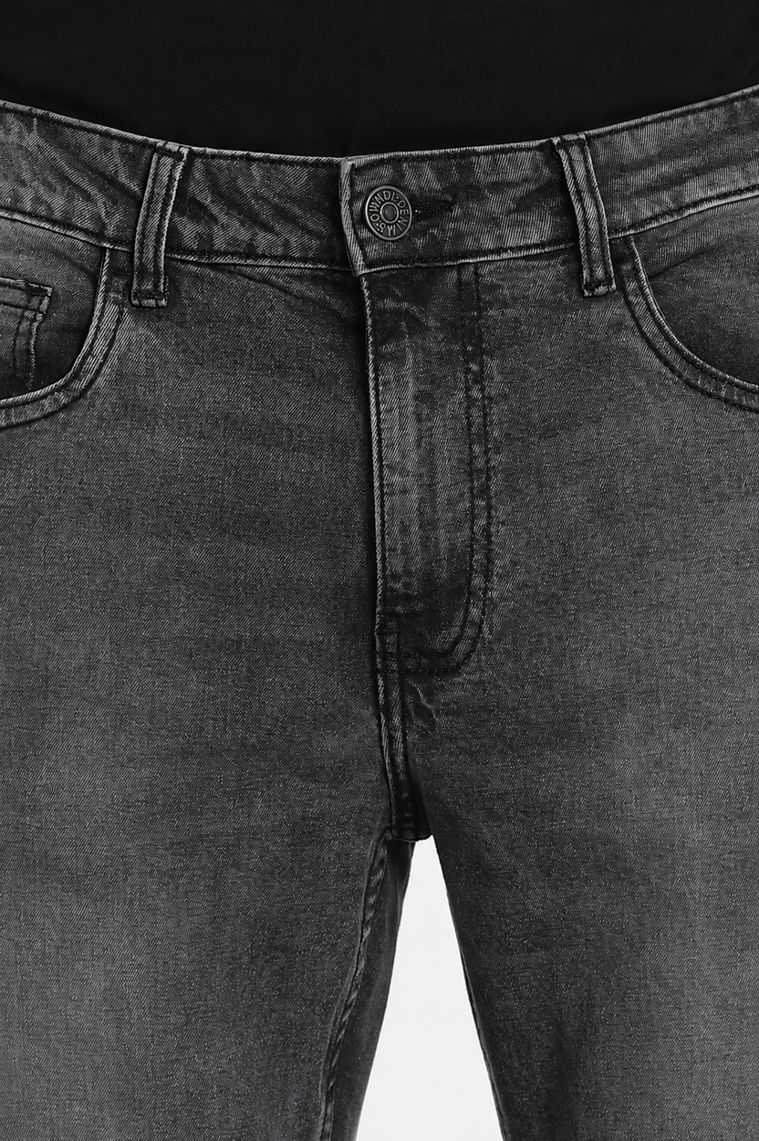 Charcoal Solid Carrot Fit Jeans For Men - Image 3