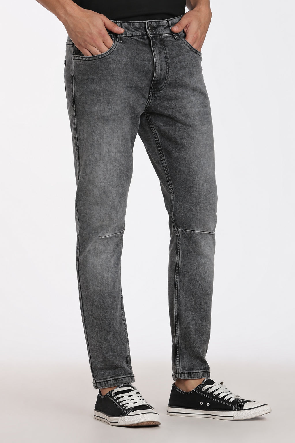 Charcoal Solid Carrot Fit Jeans for Men - Image 4