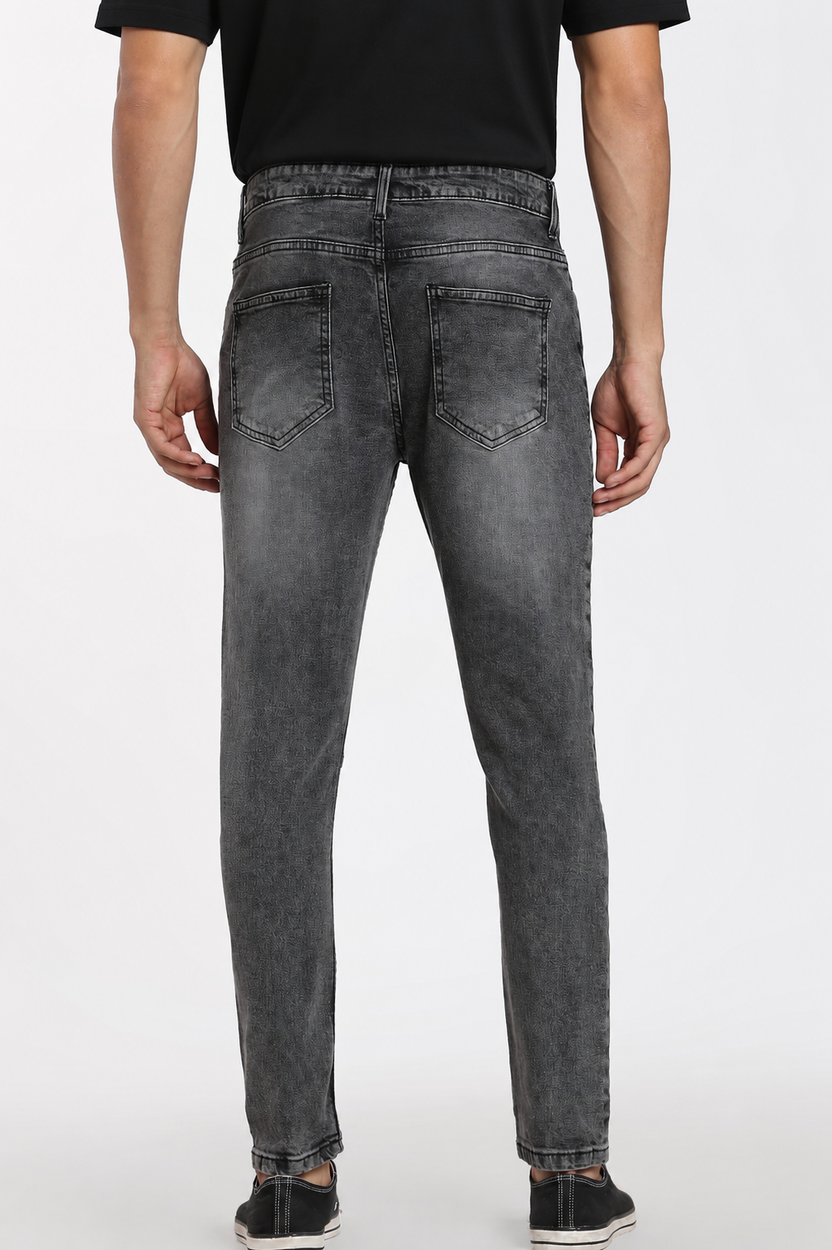 Charcoal Solid Carrot Fit Jeans For Men - Image 5