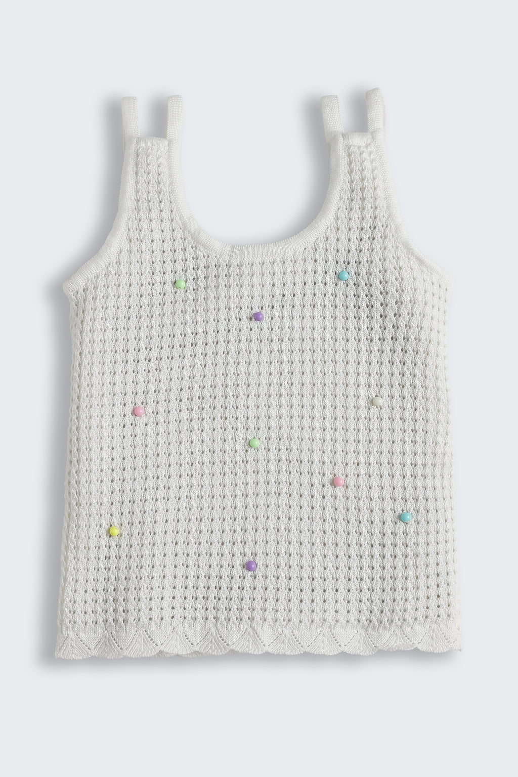 White Embellished Regular Fit T-Shirt for Tweens Girls - Image 2