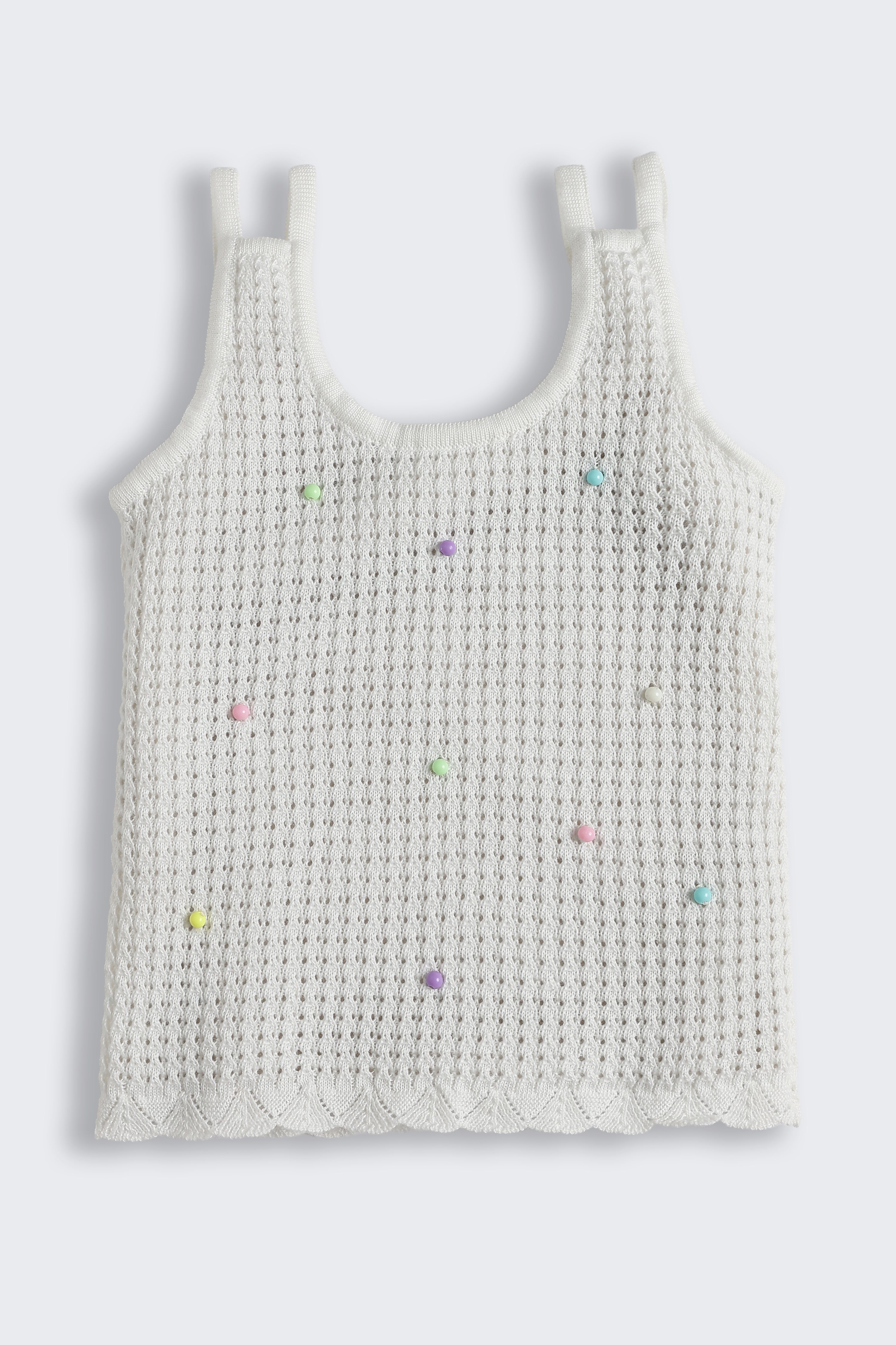 White Embellished Regular Fit T-Shirt for Tweens Girls - Image 2