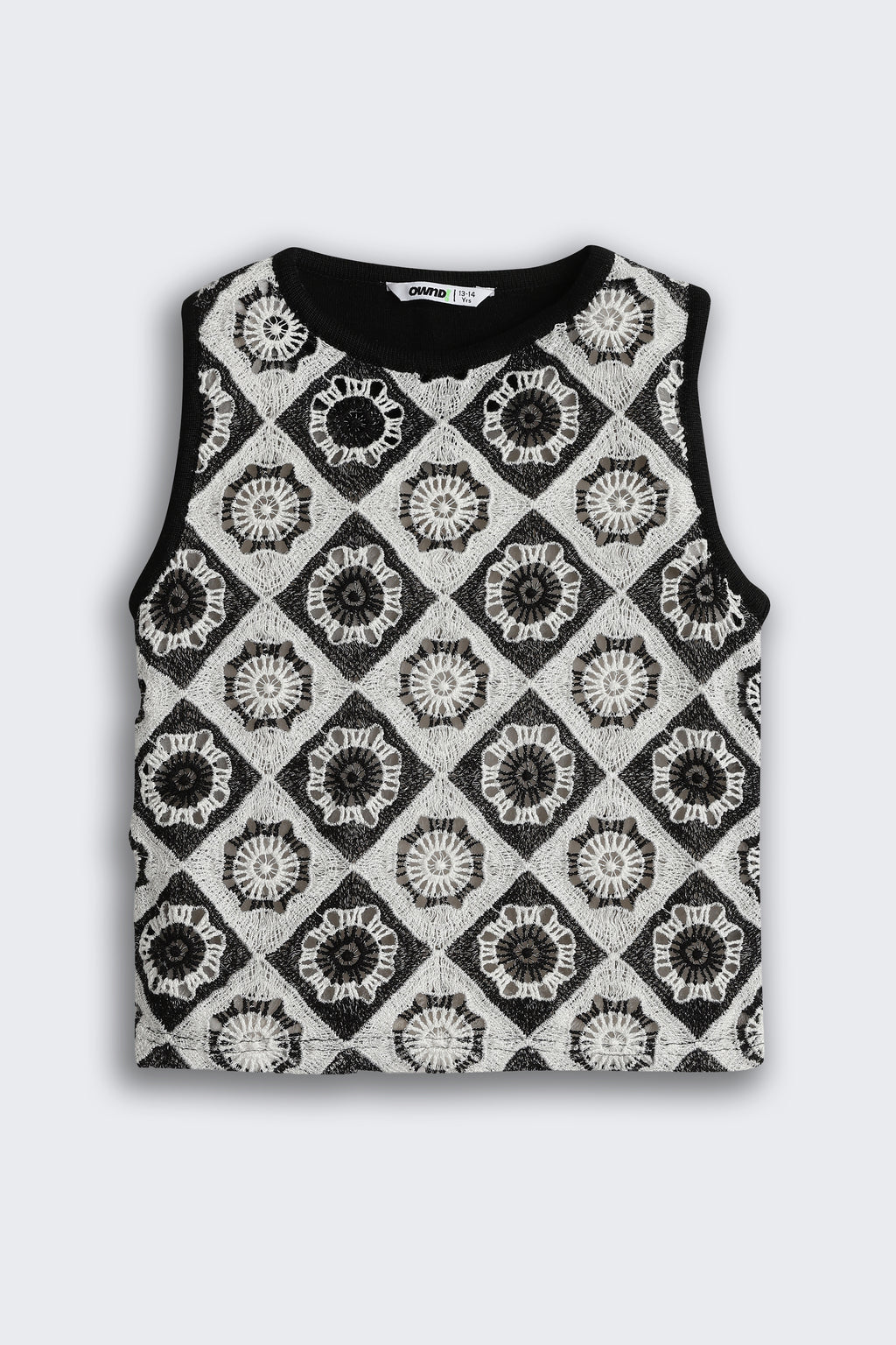 White Self Design Regular Fit Top for Tweens Girls - Image 2