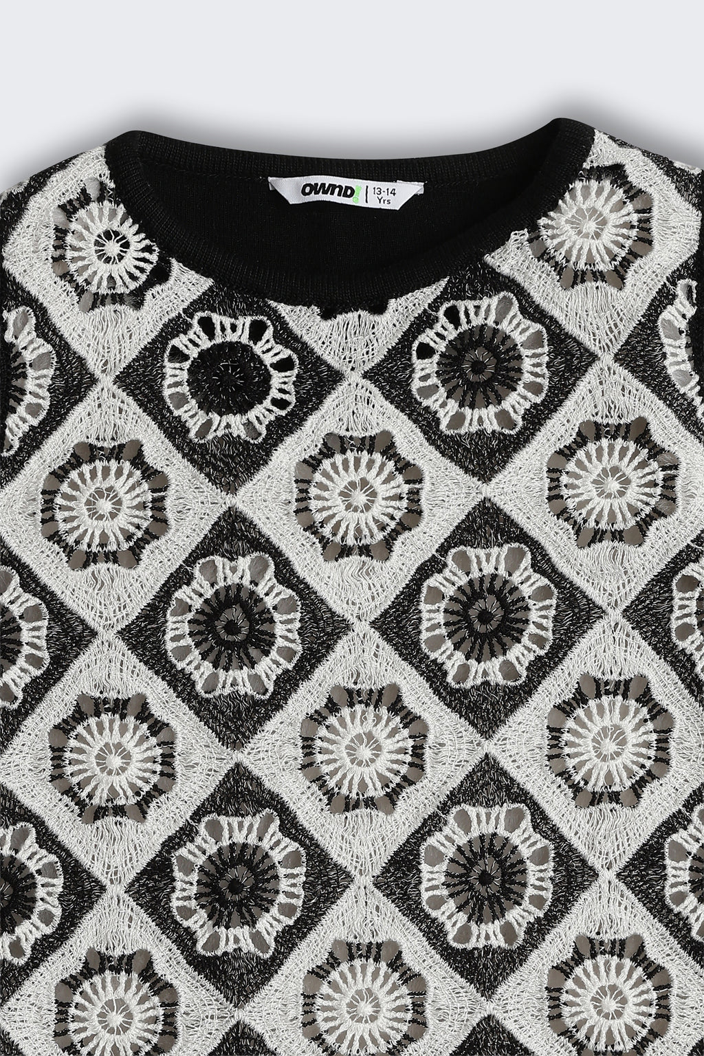 White Self Design Regular Fit Top for Tweens Girls - Image 4