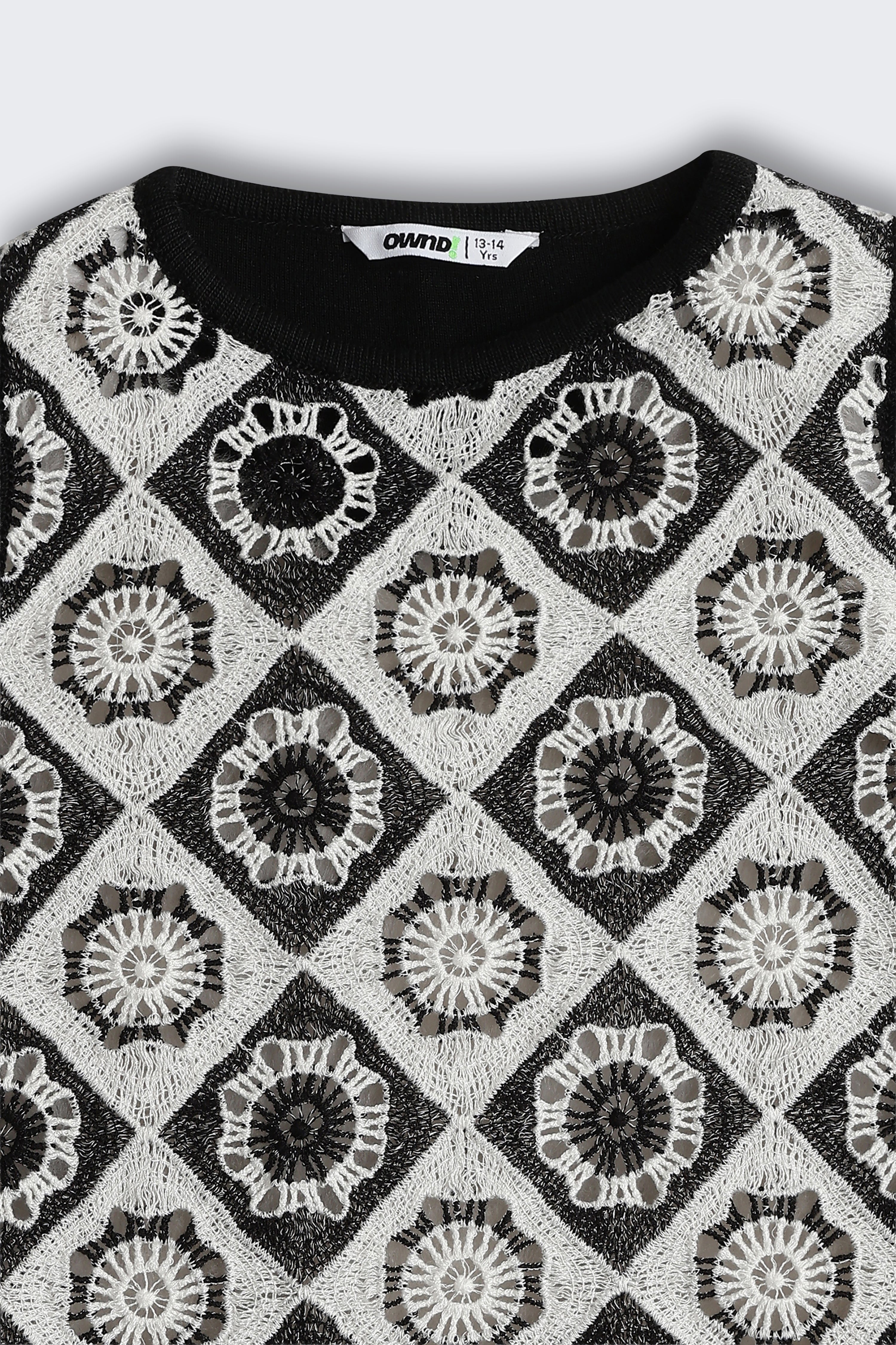White Self Design Regular Fit Top for Tweens Girls - Image 4
