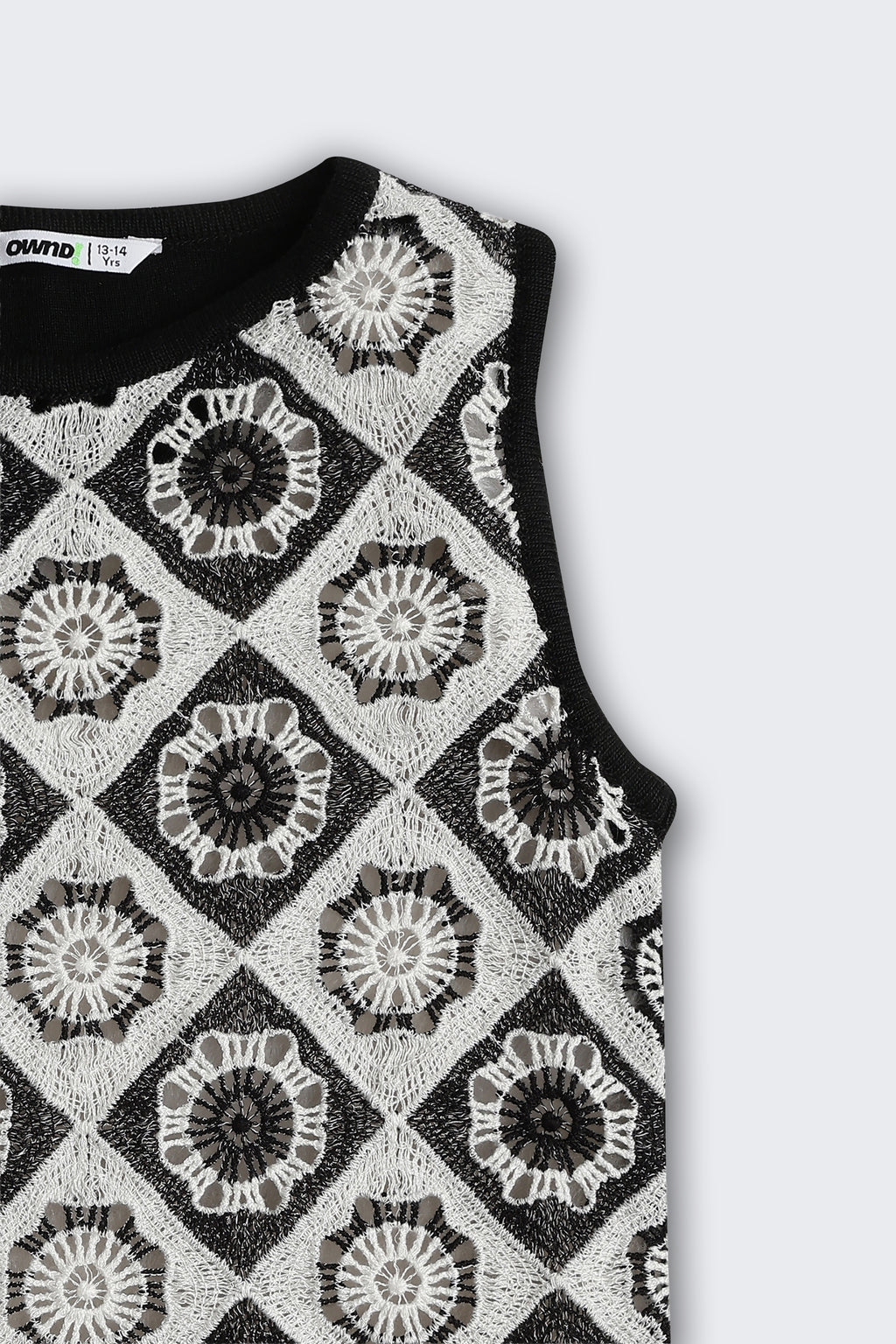 White Self Design Regular Fit Top for Tweens Girls - Image 5